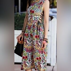 TOPSHOP Garden Floral Print Lace-Up Dress